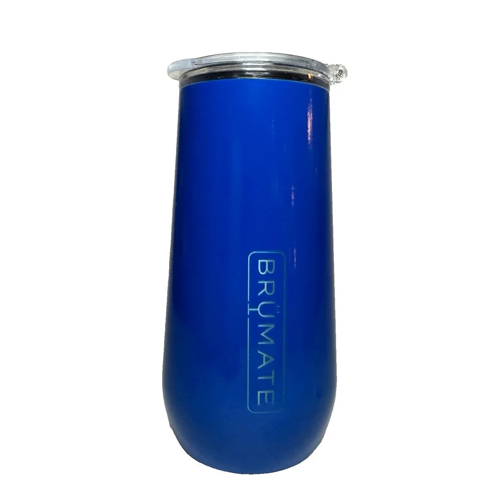 Brumate Insulated Champagne Flute 12oz Tumbler Flip Lid Royal Blue‎ Only 1 Left!